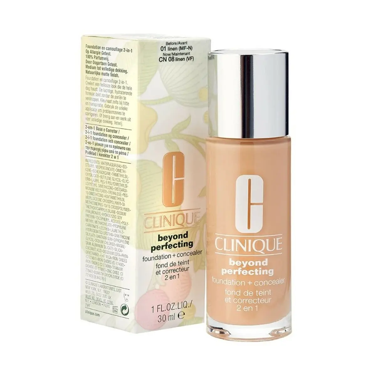 Liquid Make Up Base Clinique Beyond Perfecting Nº 1-Linen 30 Ml 2-In-1 1