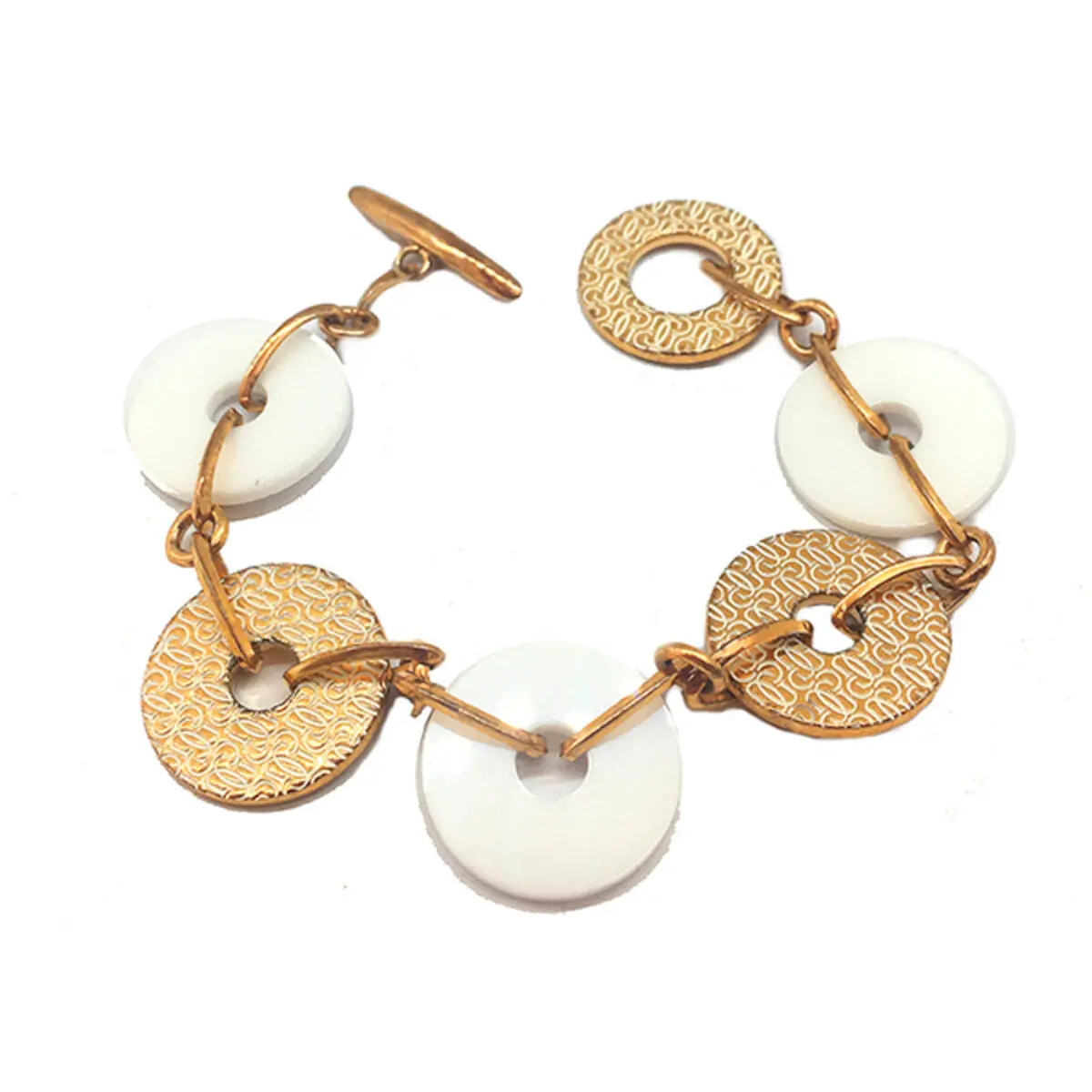 Ladies'bracelet Guess Cwb10902 Ceramic Golden Steel White Steel/Ceramic (21 Cm) 1