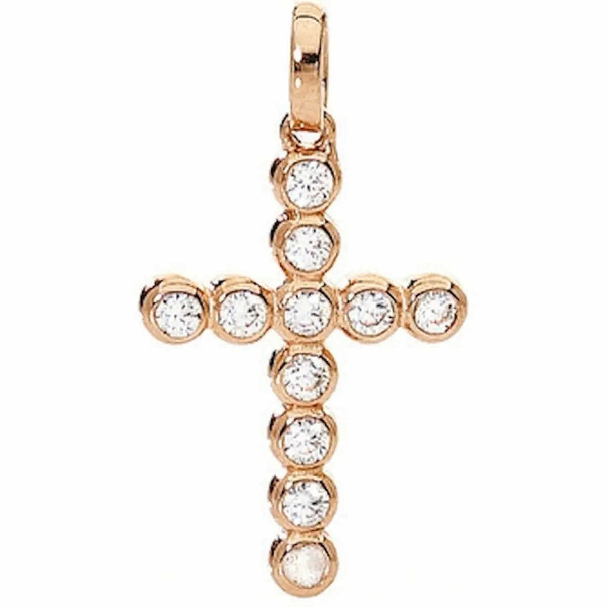 Ladies' Necklace Amen Croce Piccola Argento Ip Oro Rosa E Zirconi 1