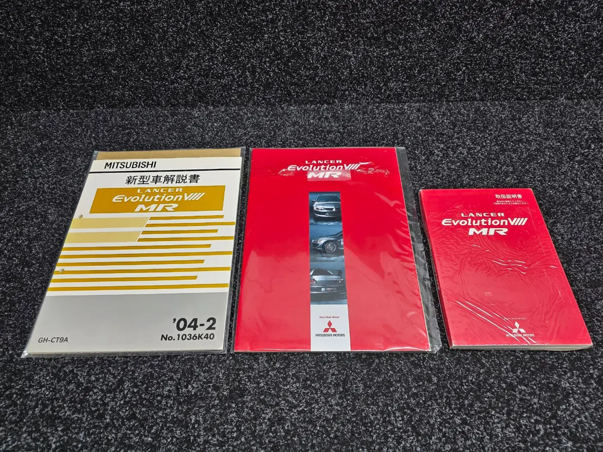 Genuine Original Mitsubishi Evolution Lancer Ct9a 8Mr Owner's Manual + Maintenance Supplement + Genuine Accessories Catalog + Ralliart Options Brochure 2