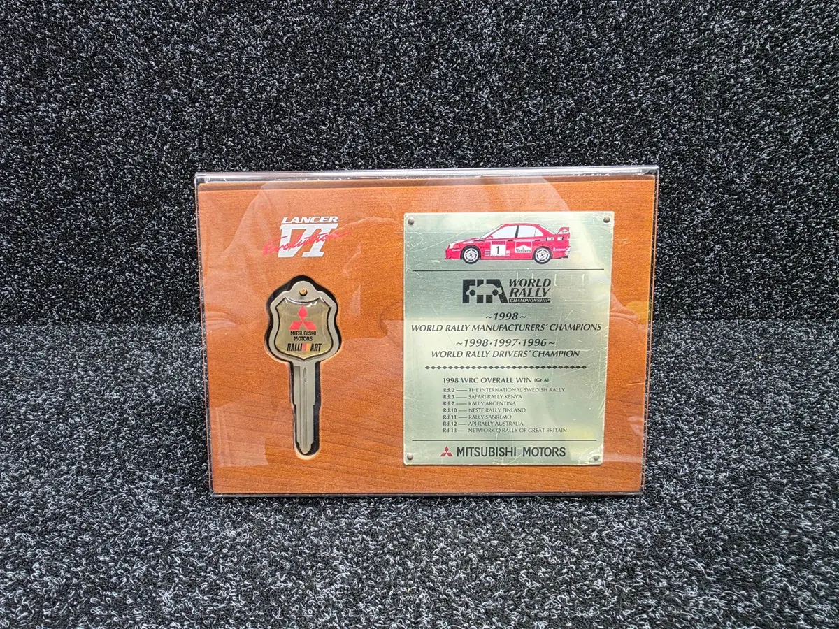 Mitsubishi Lancer Evolution Vi Cp9a Ralliart Wrc Key Plaque Manufacturer's And Driver's Championship 1
