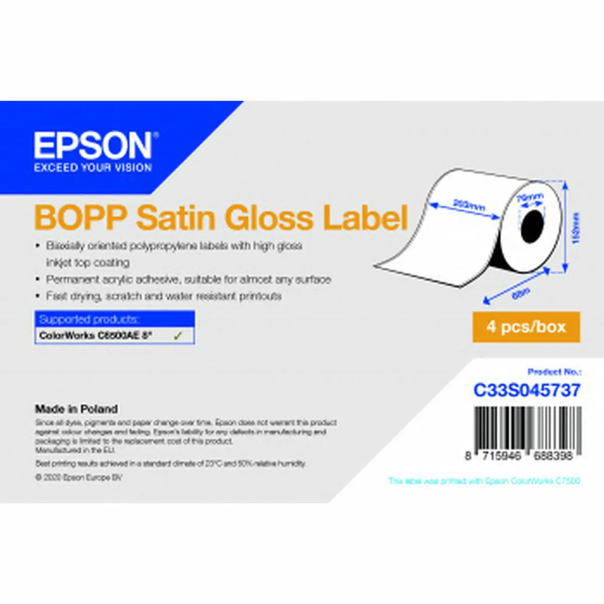 Printer Labels Epson C33s045737 Shiny (1 Unit) 1