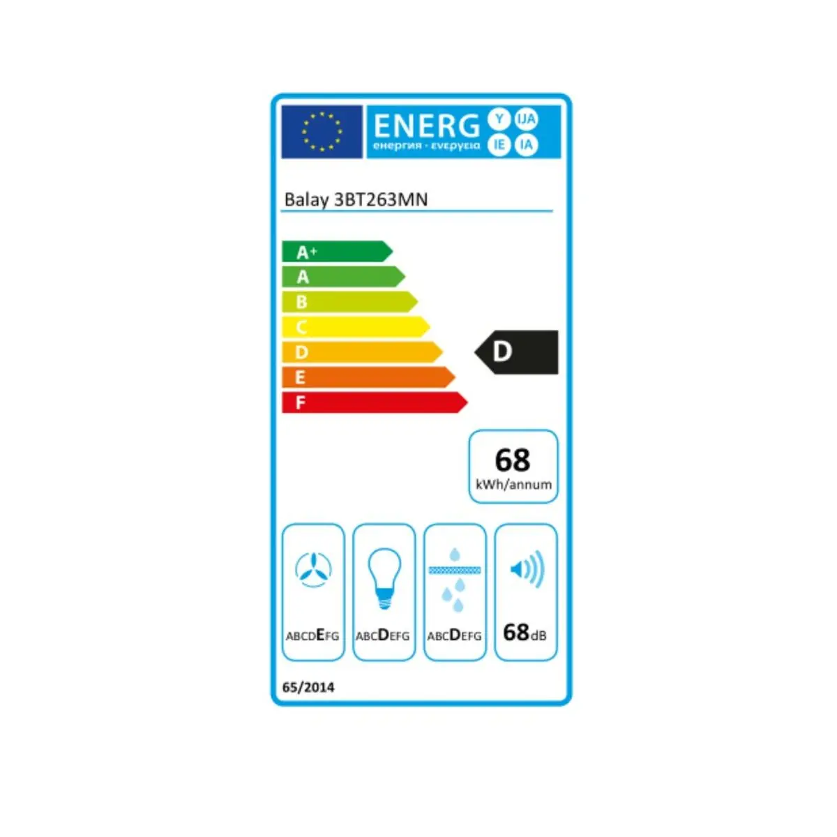 Conventional Hood Balay 3Bt263mn 370 M3/H 54 Db 146W Black 2