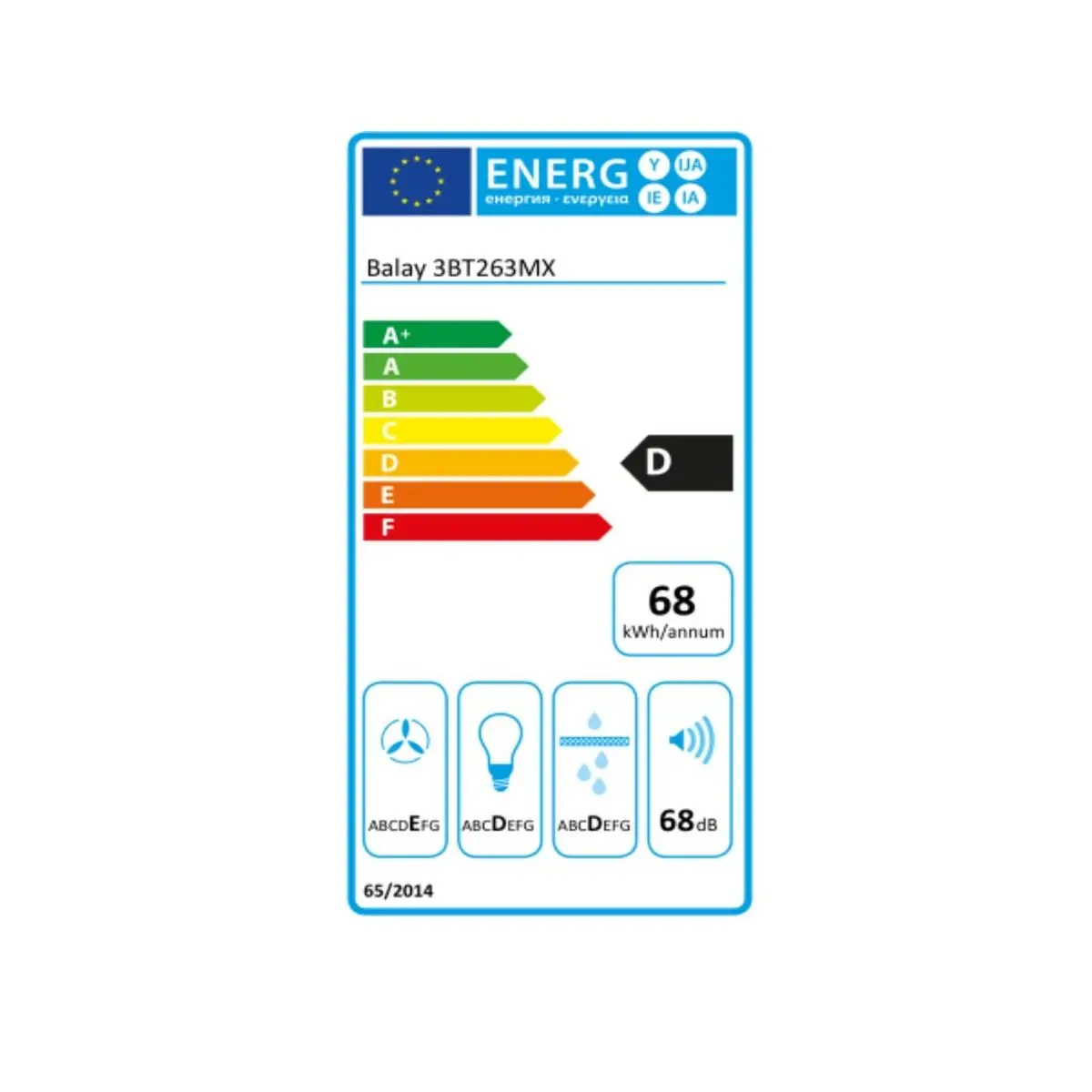 Conventional Hood Balay 3Bt263mx 60 Cm 360 M3/H 68 Db 146W 2