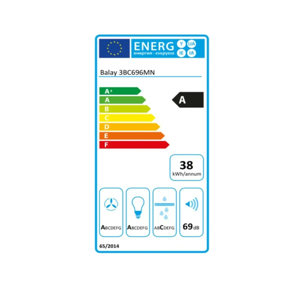 Conventional Hood Balay 3Bc696mn 90 Cm 600 M3/H 69 Db 220 W Black 2