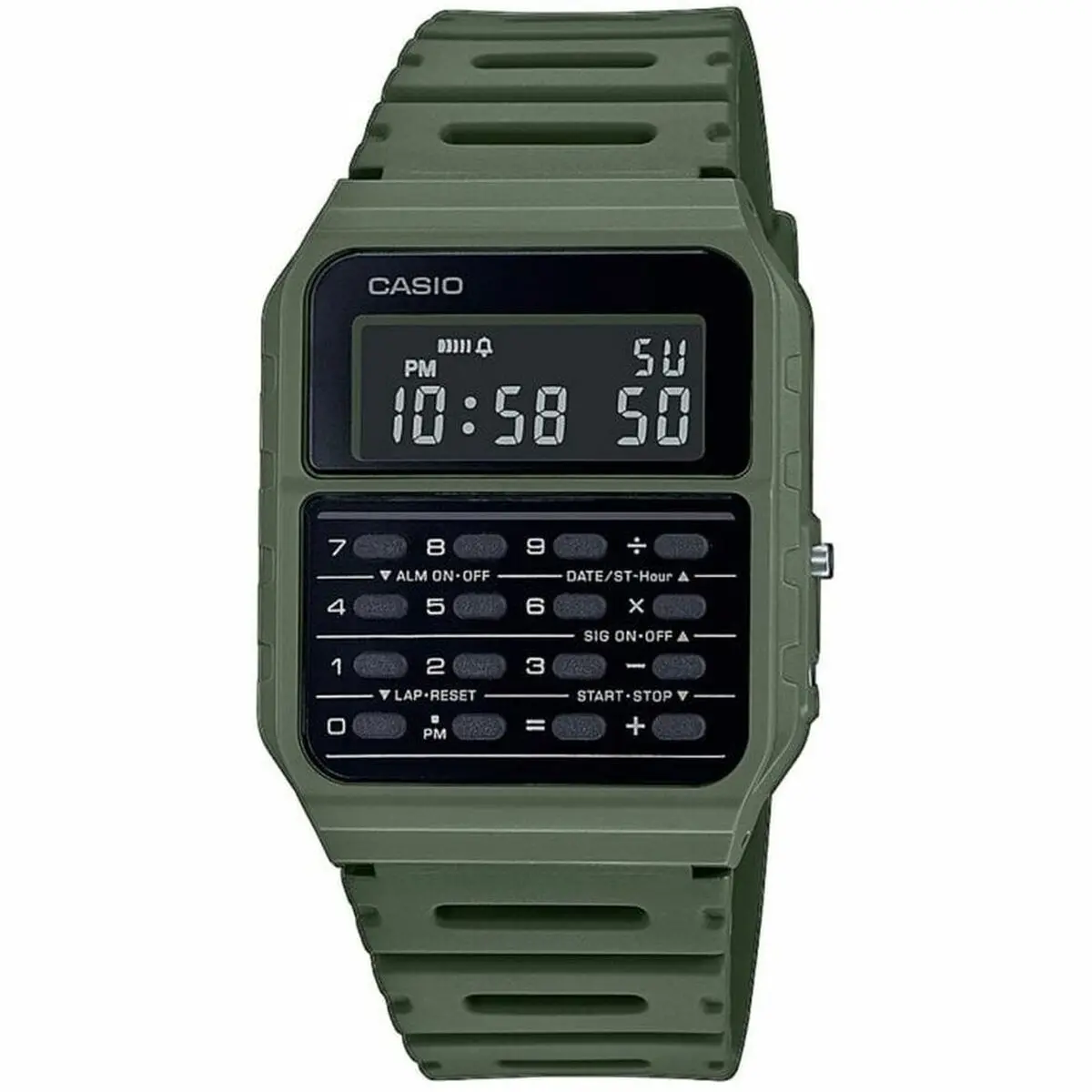 Unisex Watch Casio Calculator Black Green 1