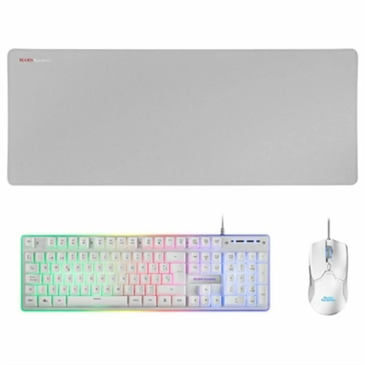 Keyboard And Mouse Mars Gaming Mcpxwes White Spanish Qwerty Qwerty Led Rgb 1