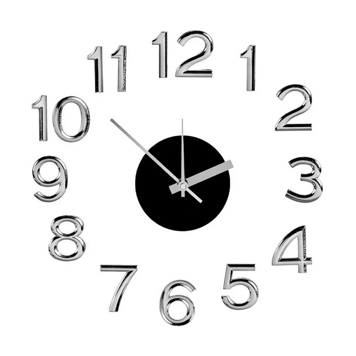 Wall Clock Gift Decor White Silver Abs Eva Ø 35 Cm Sticker (6 Units) 1