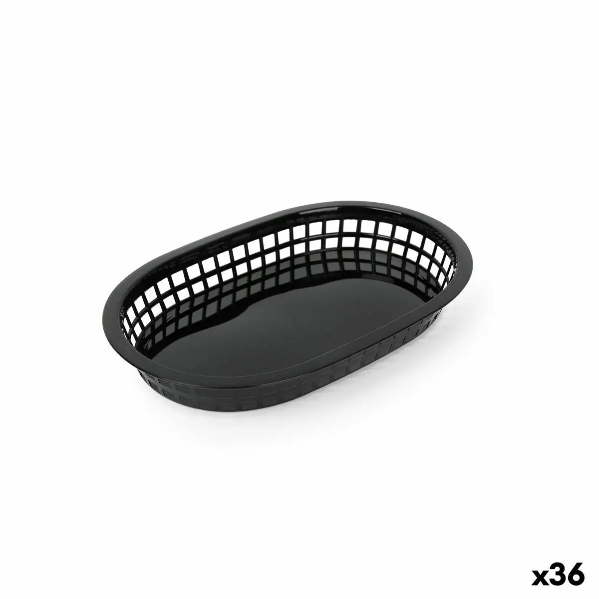 Bread Basket Black Plastic Rectangular 27,4 X 17,5 X 3,6 Cm (36 Units) 1