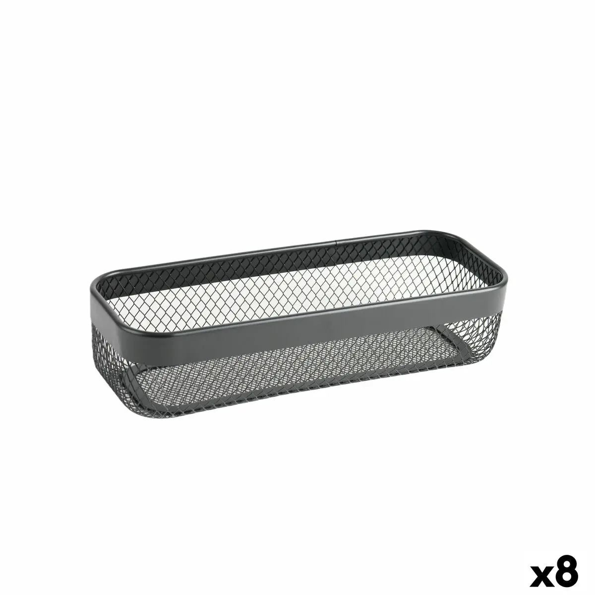 Multi-Purpose Basket Confortime Black Metal 30,5 X 11,5 X 7 Cm (8 Units) 1