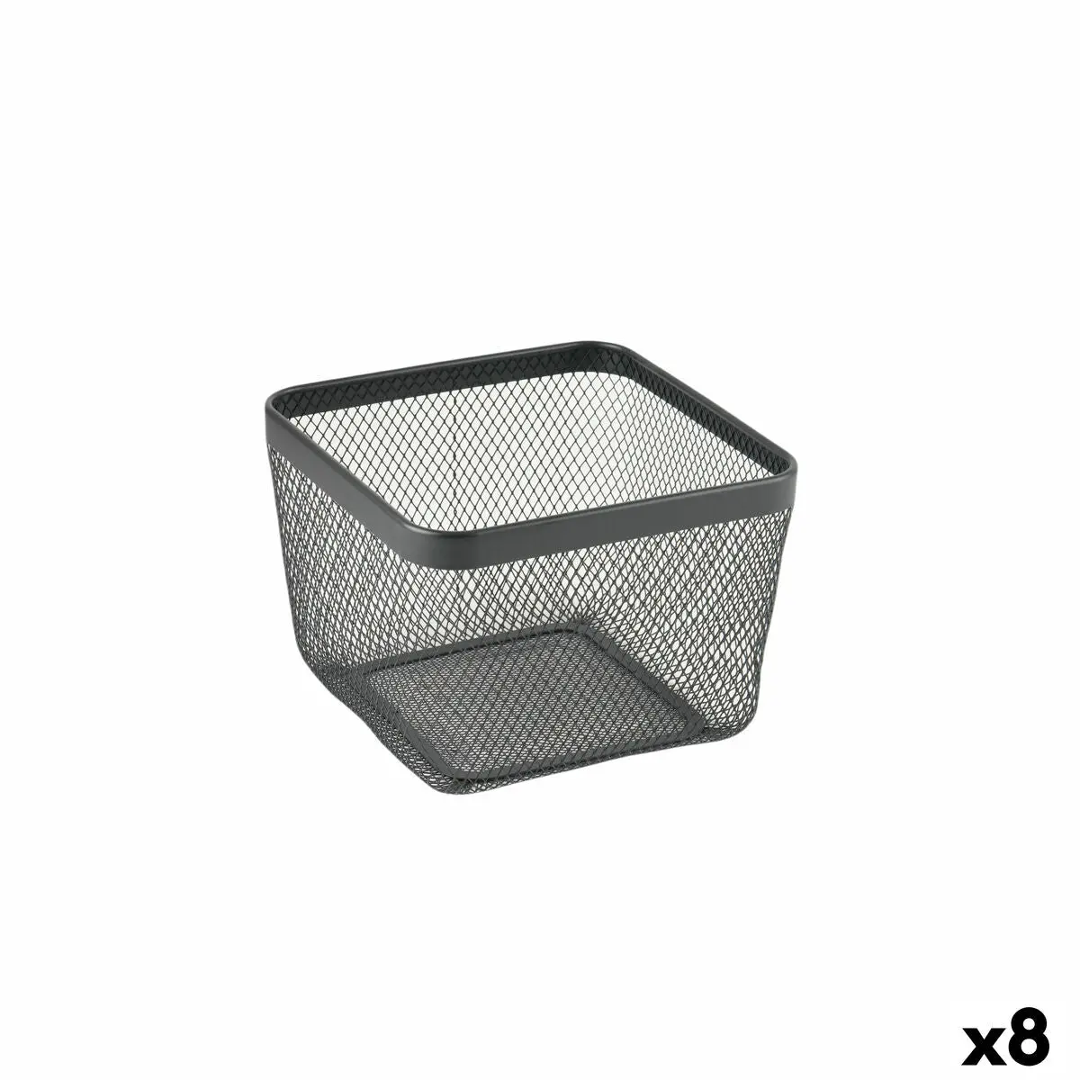 Multi-Purpose Basket Confortime Black Metal 24,5 X 24,5 X 17 Cm (8 Units) 1