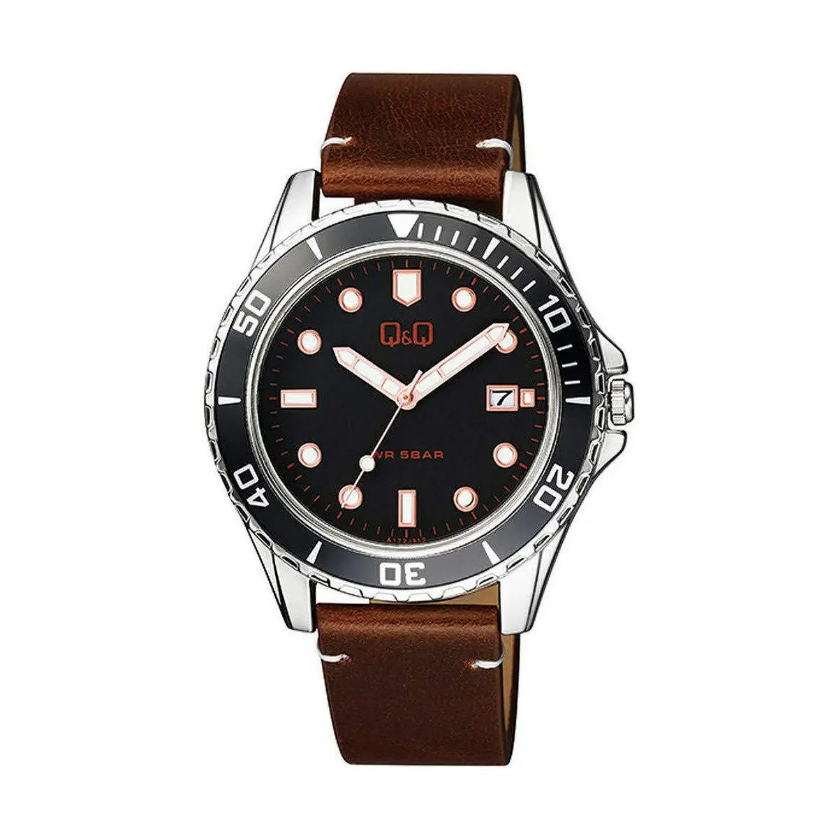 Men's Watch Q&Q A172j312y Brown Black (Ø 43 Mm) 1