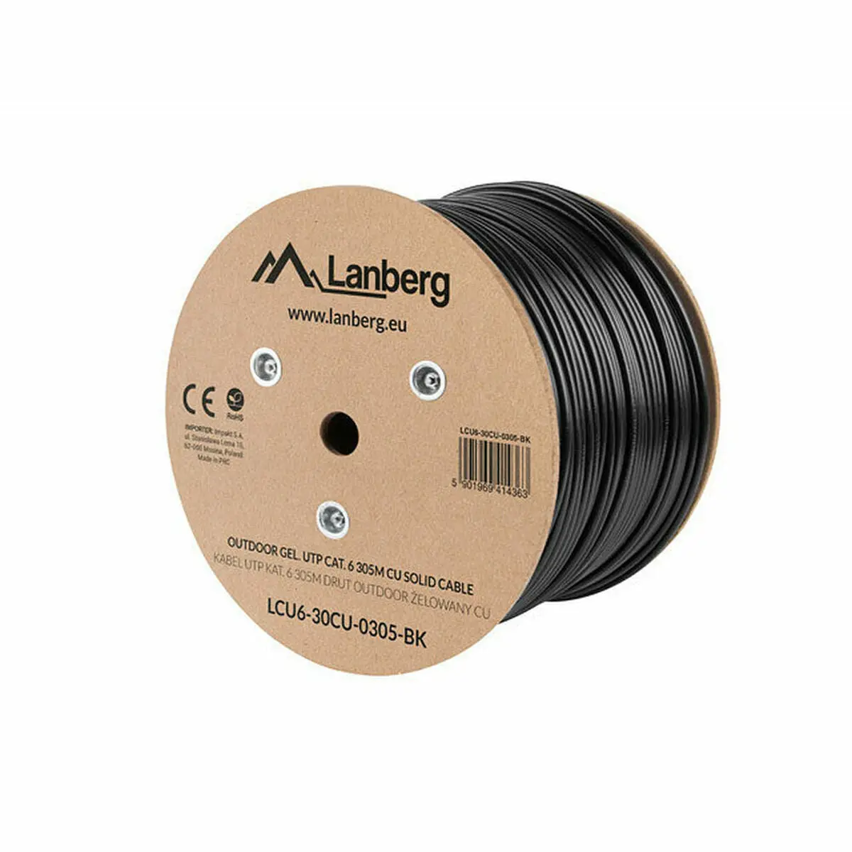 Utp Category 6 Rigid Network Cable Lanberg Lcu6-30Cu-0305-Bk Black 305 M 1