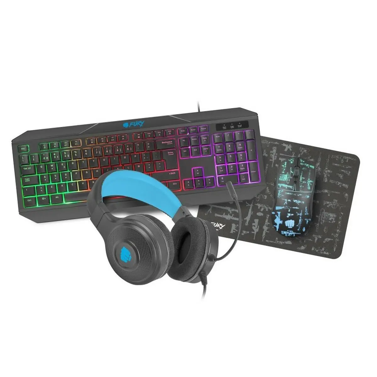 Gaming Keyboard Pack Fury Nfu-1693 Black Spanish Qwerty 1