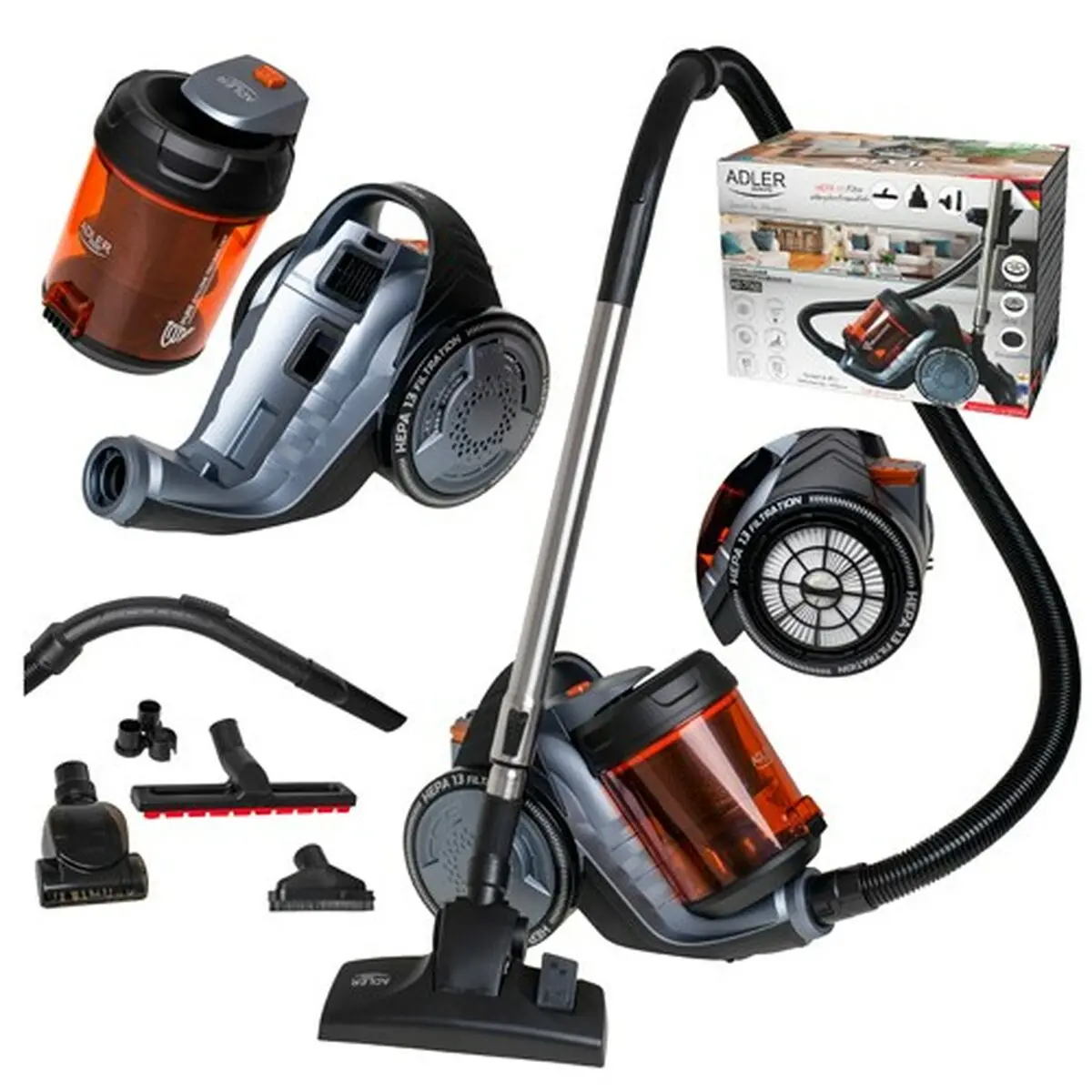 Vacuum Cleaner Adler Ad 7065 Black Orange 700 W 3000 W 1