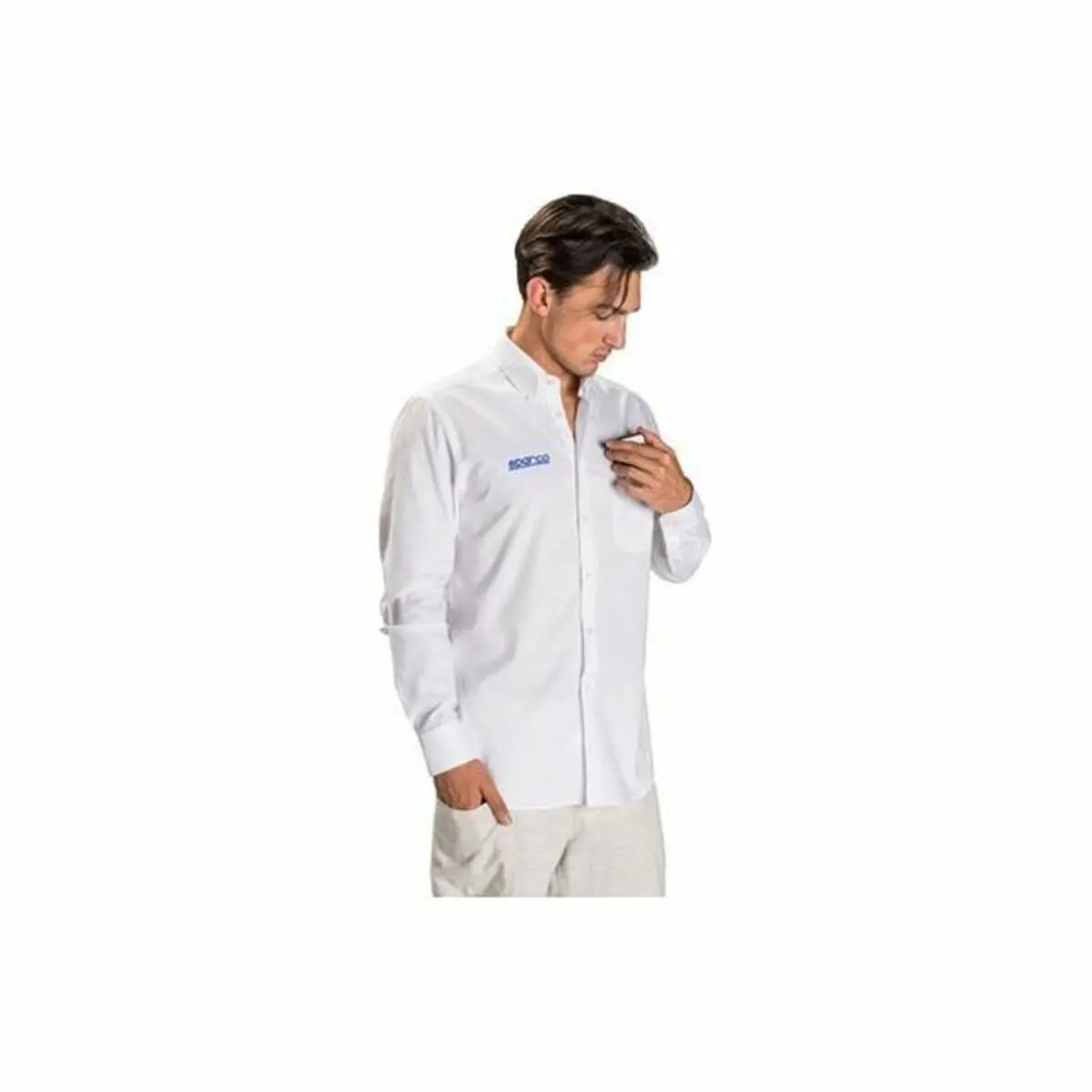 Men’S Long Sleeve Shirt Sparco White (Size S) 1