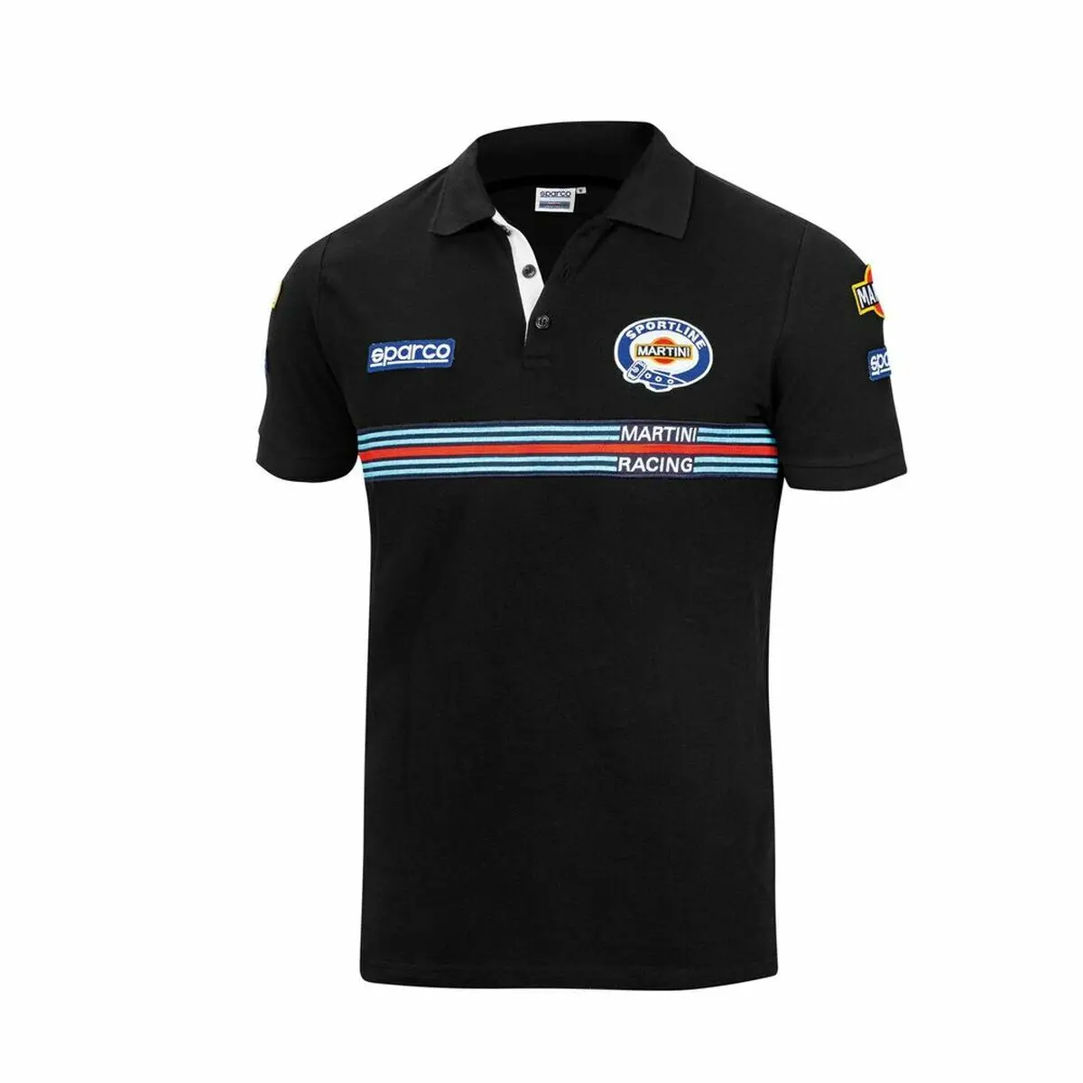 Men’S Short Sleeve Polo Shirt Sparco Martini Racing Black 1