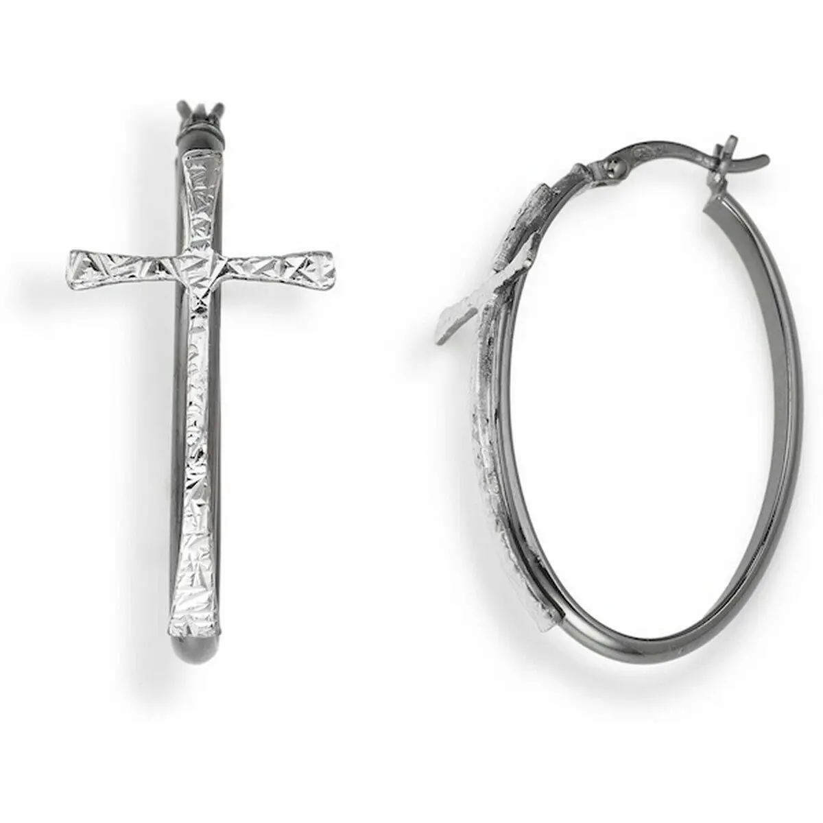 Ladies' Earrings Amen Cerchio E Croce Black Sterling Silver 925 1