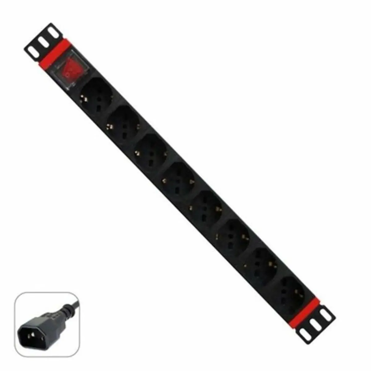Schuko 19" 8 Way Multi-Socket Adapter With On / Off Switch Wp Wpn-Pdu-C01-08 1