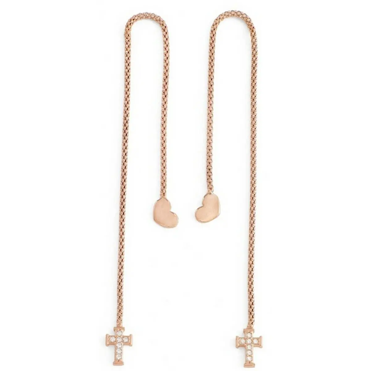 Ladies' Earrings Amen Cuore Croce Cristalli Rose Gold Sterling Silver 925 1