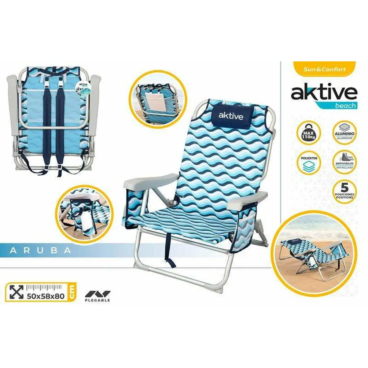 Beach Chair Aktive 64 X 63 X 28 Cm 2