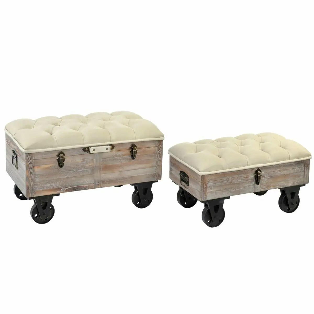 Bench Dkd Home Decor   Fir Black Beige Brown Polyester (82 X 42 X 50 Cm) 1