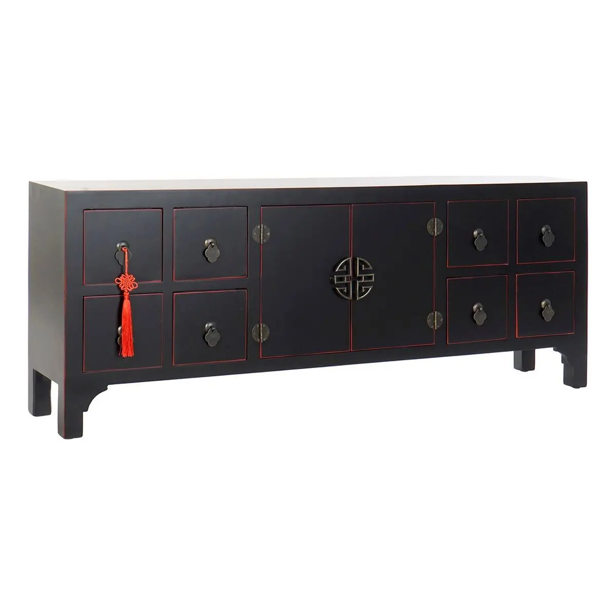 Tv Furniture Dkd Home Decor Black Multicolour Wood Fir Mdf Wood 130 X 24 X 51 Cm 1