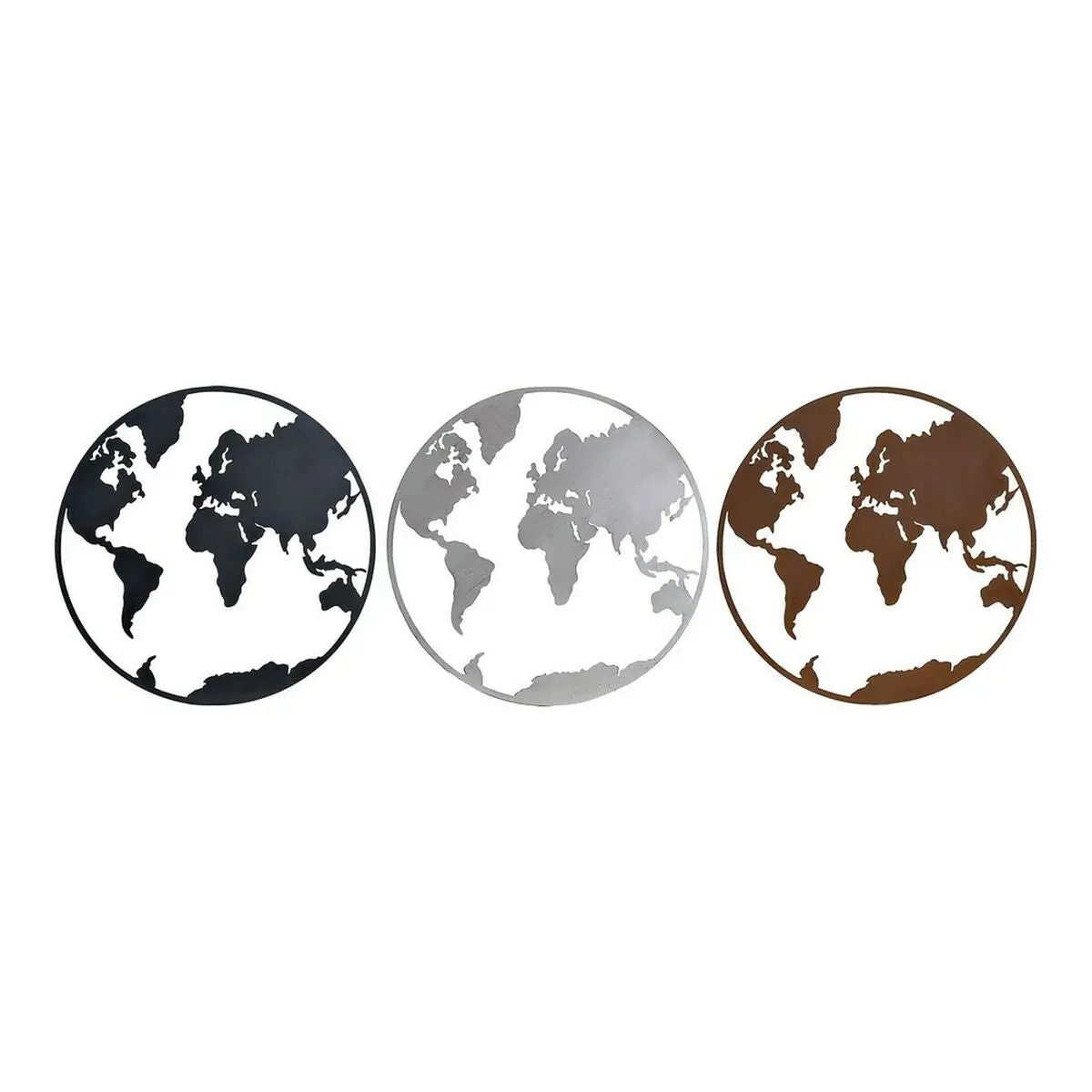 Decorative Figure Dkd Home Decor World Map Black Copper White 60 X 1 X 60 Cm (3 Pieces) 1