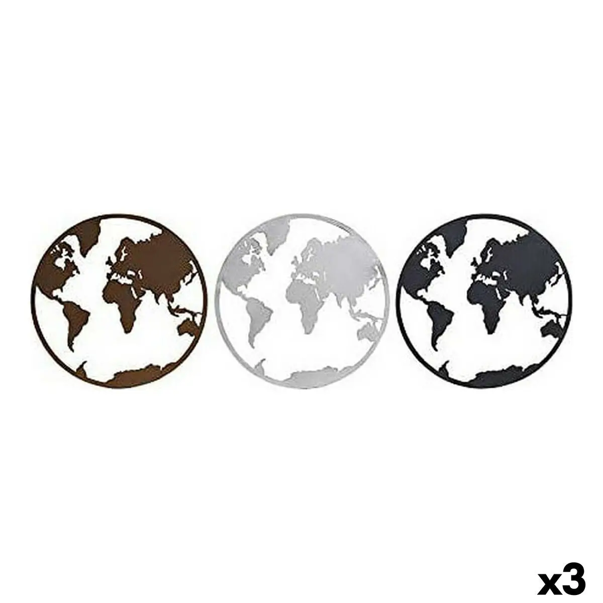 Decorative Figure Dkd Home Decor World Map Black Copper White 40 X 1 X 40 Cm (3 Pieces) 1