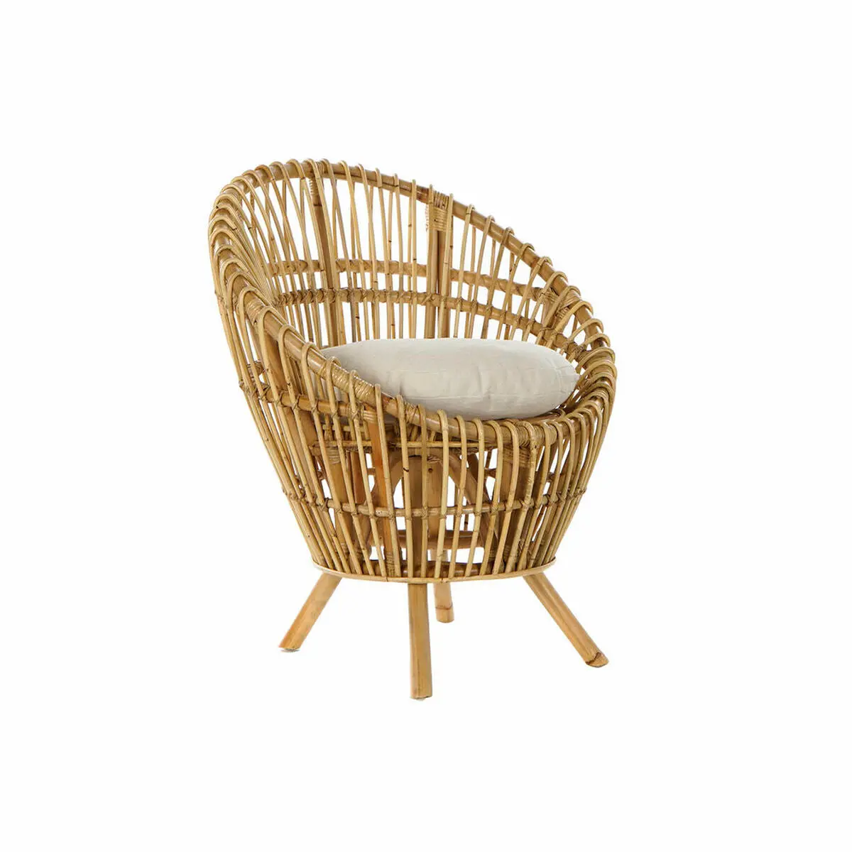 Armchair Dkd Home Decor 8424001750092 Natural Cotton White Rattan (74 X 67 X 85 Cm) 1