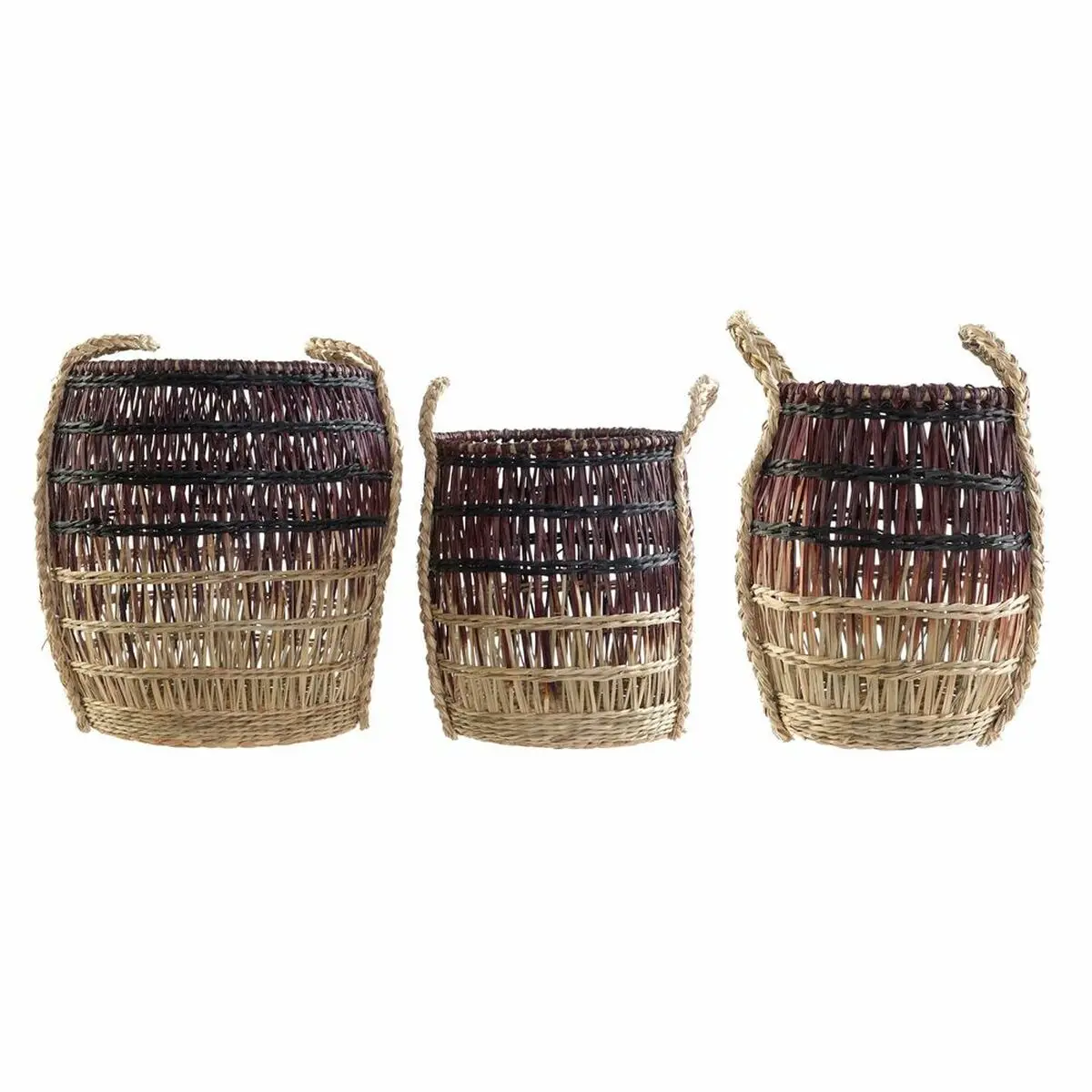 Basket Set Dkd Home Decor Natural Lilac Seagrass (3 Pieces) 1