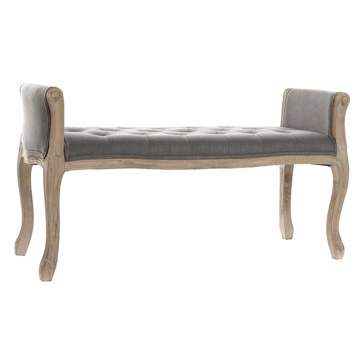 Bench Dkd Home Decor   Natural Dark Grey Rubber Wood Canvas 109 X 44,5 X 60 Cm 1