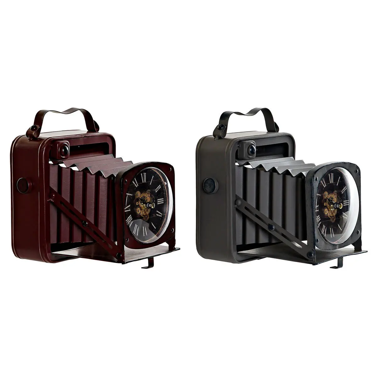 Table Clock Dkd Home Decor Red Burgundy Dark Grey Photo Camera Camera Vintage (2 Units) 1