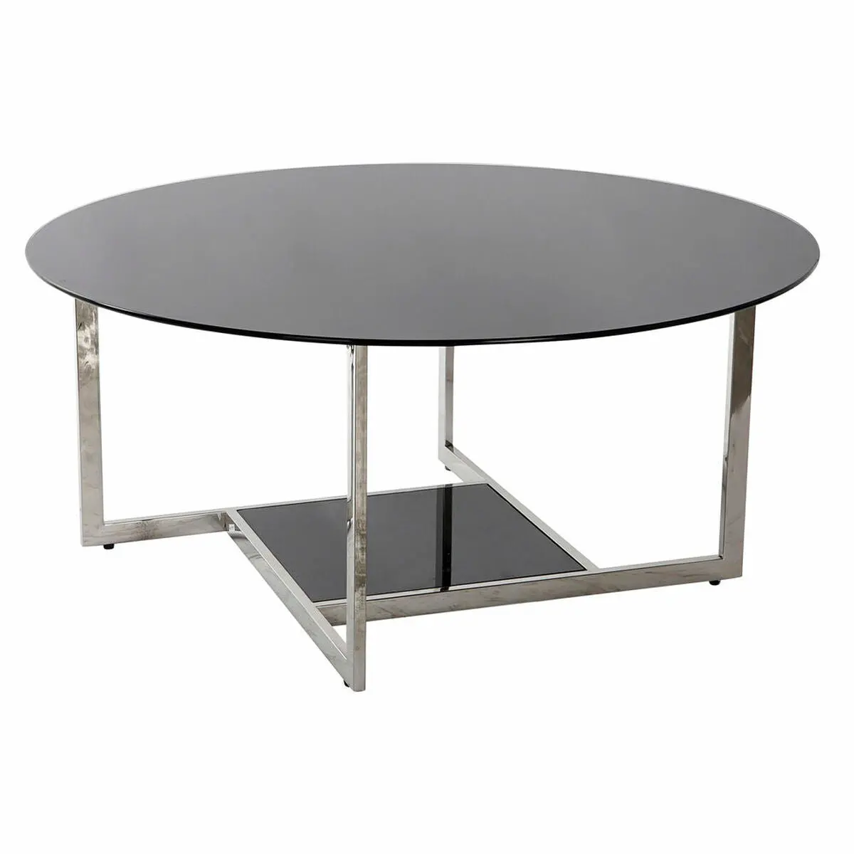 Centre Table Dkd Home Decor Black Silver Crystal Steel Plastic 100 X 100 X 45 Cm 1