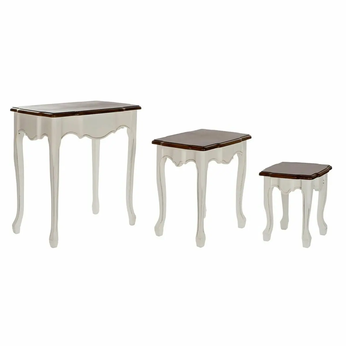 Set Of 3 Tables Dkd Home Decor White Brown 60 X 40 X 66 Cm 1