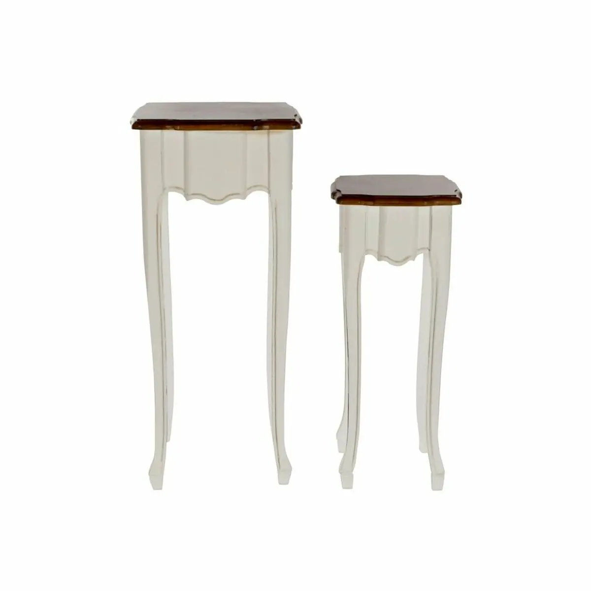 Set Of 2 Tables Dkd Home Decor White Brown 35 X 35 X 80 Cm 1