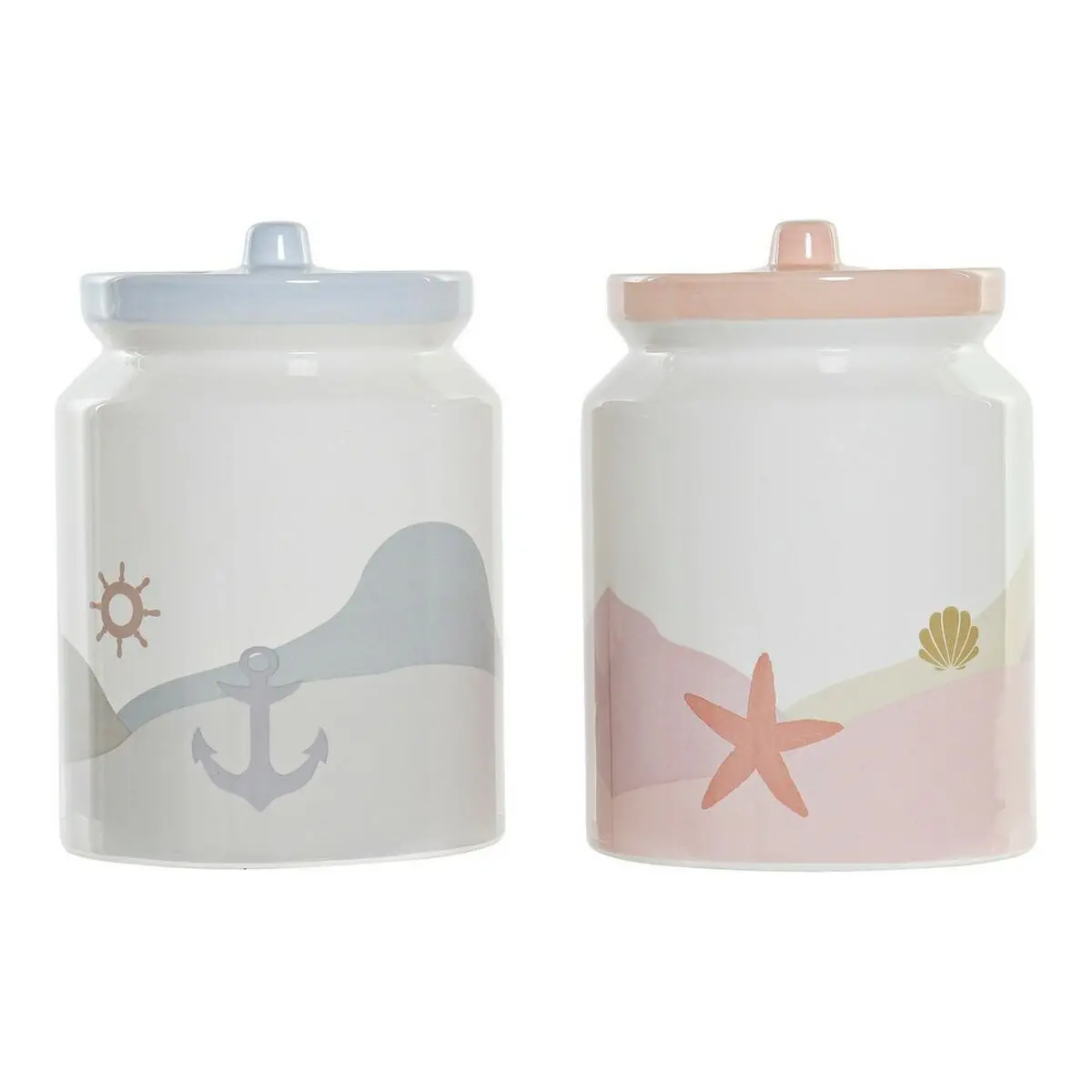 Tin Dkd Home Decor Dolomite Blue Multicolour Light Pink Mediterranean 15 X 15 X 22 Cm (2 Units) 1