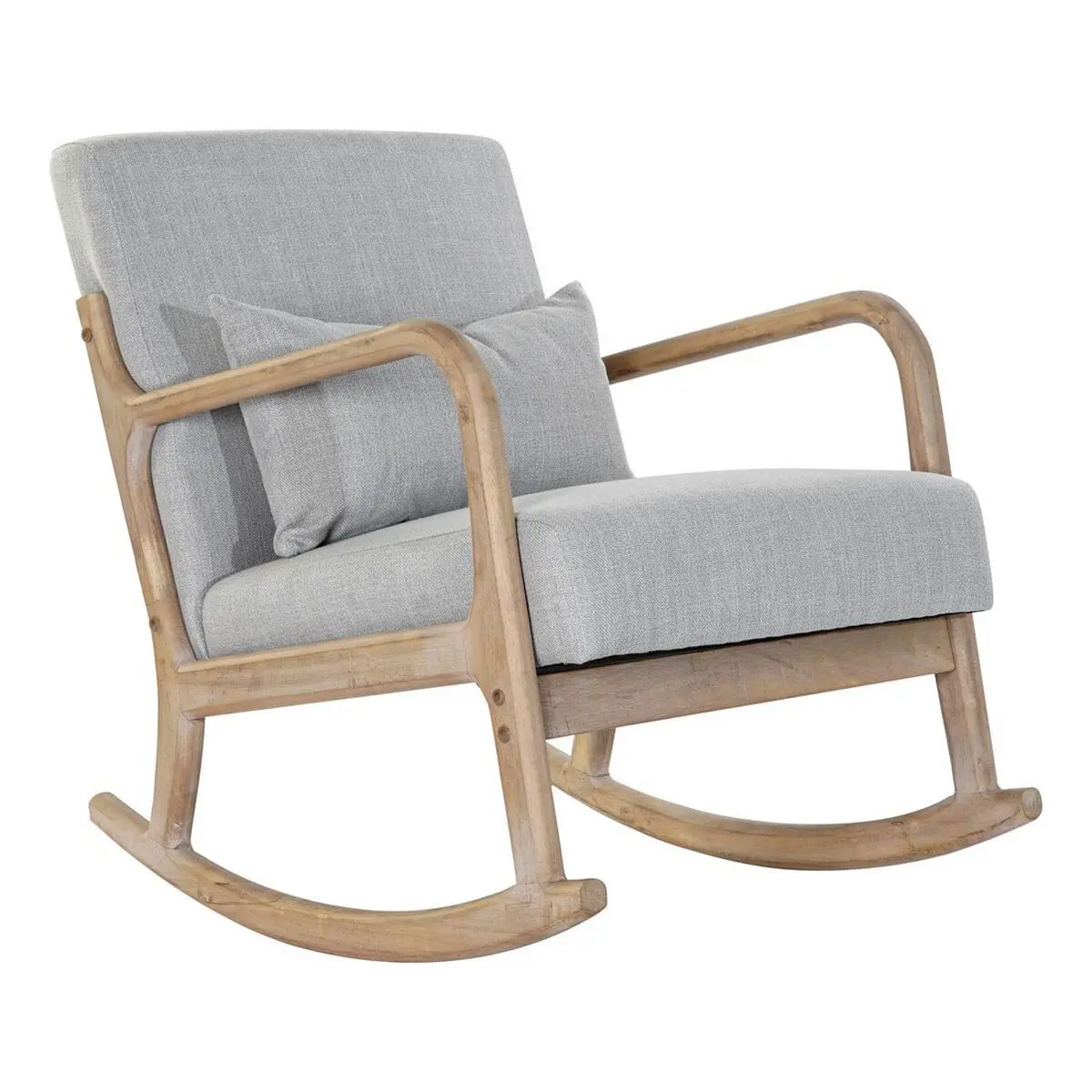 Rocking Chair Dkd Home Decor Grey Natural Light Grey Linen Rubber Wood 66 X 88 X 78 Cm 1