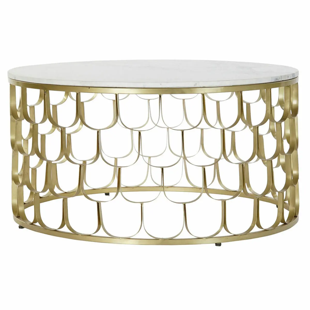 Side Table Dkd Home Decor 81 X 81 X 42 Cm Golden White Plastic Marble Iron 1