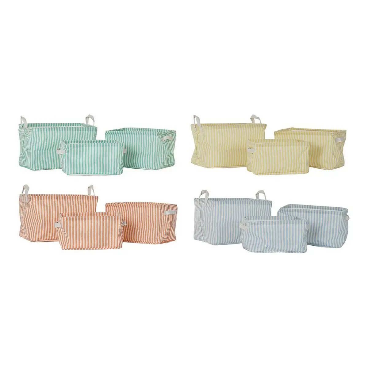 Basket Set Dkd Home Decor Yellow Blue Green Orange Plastic 35 X 25 X 23 Cm (4 Pieces) 1