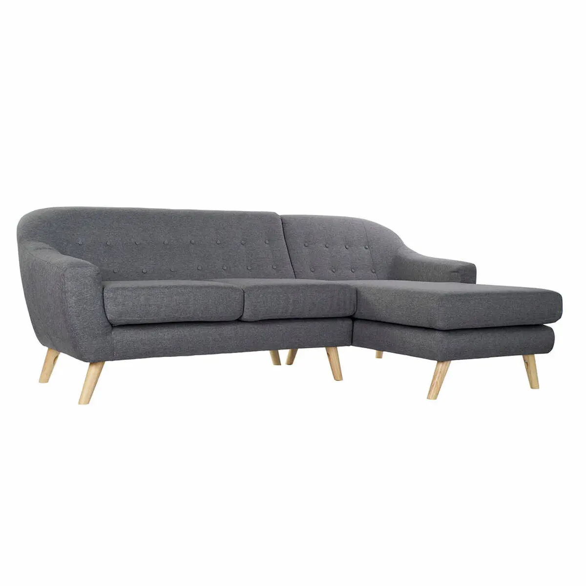 3-Seater Sofa Dkd Home Decor 8424001799442 Grey Multicolour Natural Wood Rubber Wood Scandi 230 X 144 X 84 Cm 1