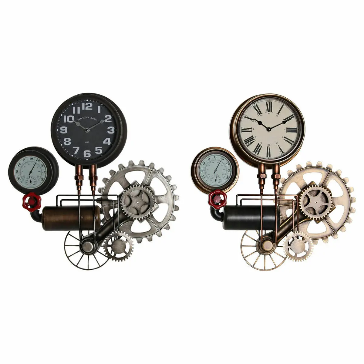 Wall Clock Dkd Home Decor 54 X 9 X 56 Cm Red Black Grey Golden Iron Vintage (2 Units) 1