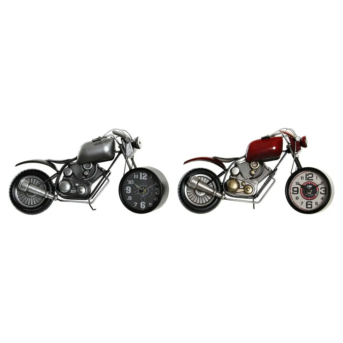 Table Clock Dkd Home Decor Red Grey Motorbike Motorcycle Vintage (2 Units) (2 Pieces) 1