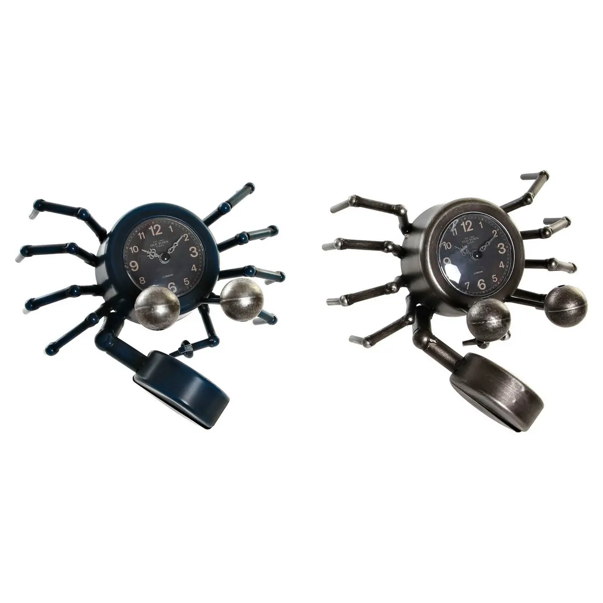 Table Clock Dkd Home Decor Blue Silver Animal Vintage Crab (2 Units) 1