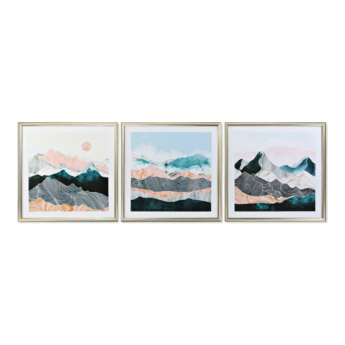 Painting Dkd Home Decor Oriental Moutain 70 X 4 X 70 Cm (3 Pieces) 1
