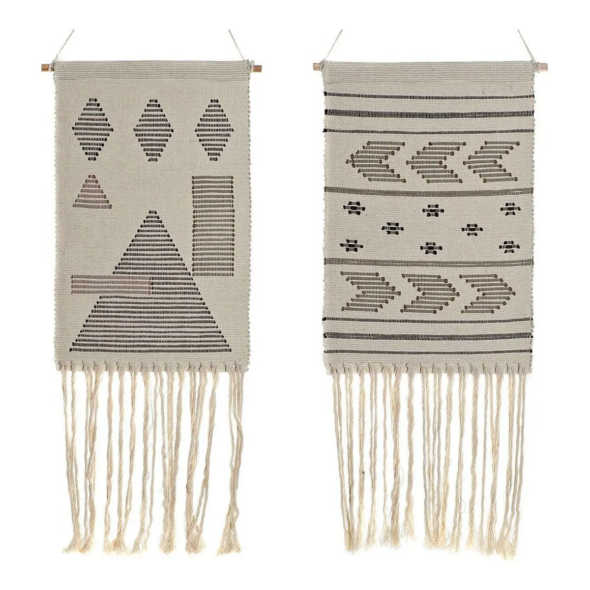Hanging Decoration Dkd Home Decor Ethnic Black Cream Geometric Boho 46 X 1 X 64 Cm (2 Units) 1