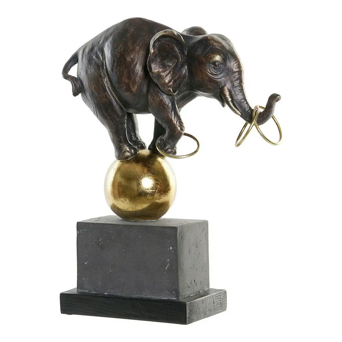 Decorative Figure Dkd Home Decor Black Golden Elephant Modern 31 X 13 X 41 Cm 1