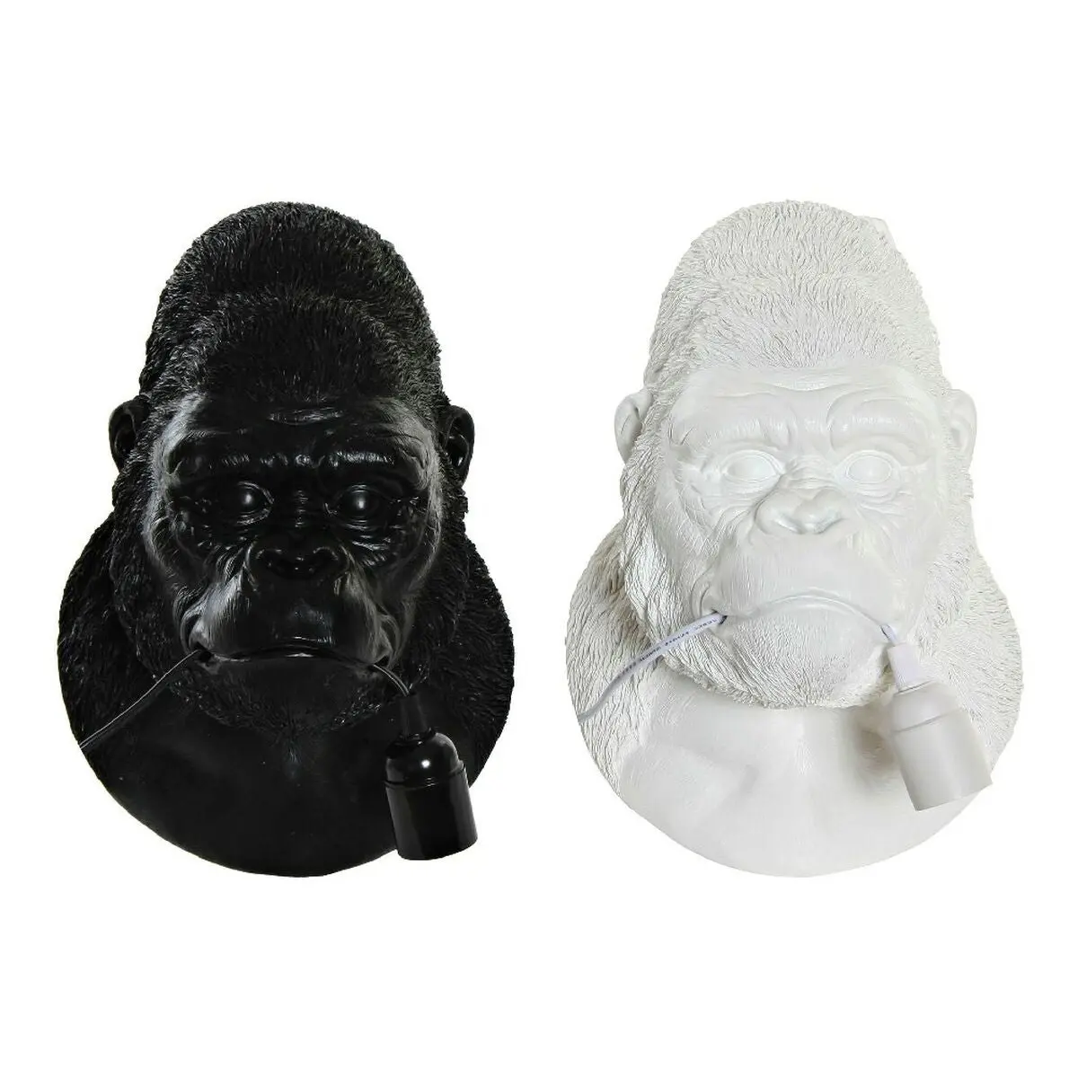 Wall Lamp Dkd Home Decor 23 X 19 X 32 Cm Black White Resin 220 V 50 W Gorilla Modern (2 Units) 1