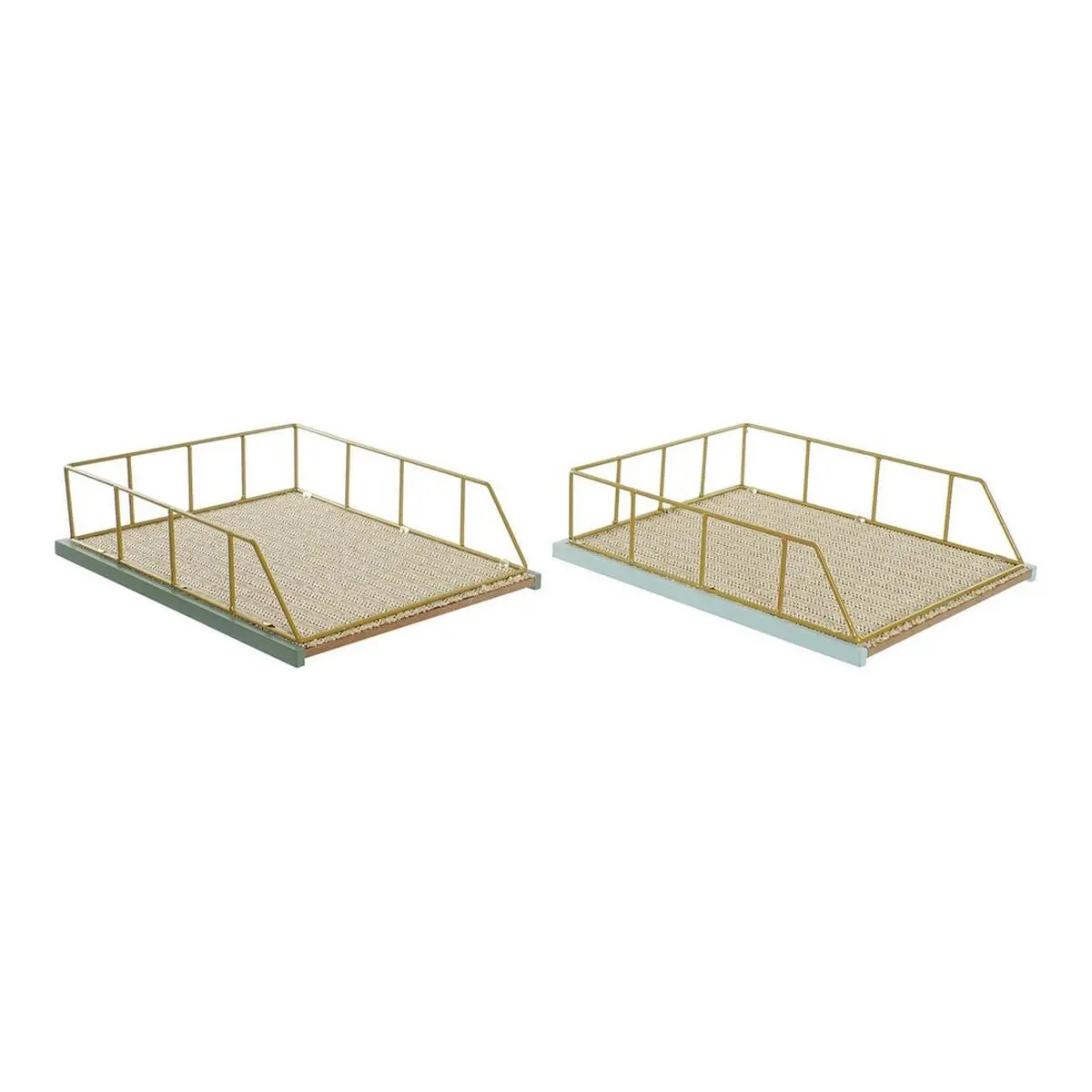 Set Of Organiser Trays Dkd Home Decor Green Polypropylene Mdf Wood 28,5 X 36 X 9 Cm (2 Units) (1 Unit) 1