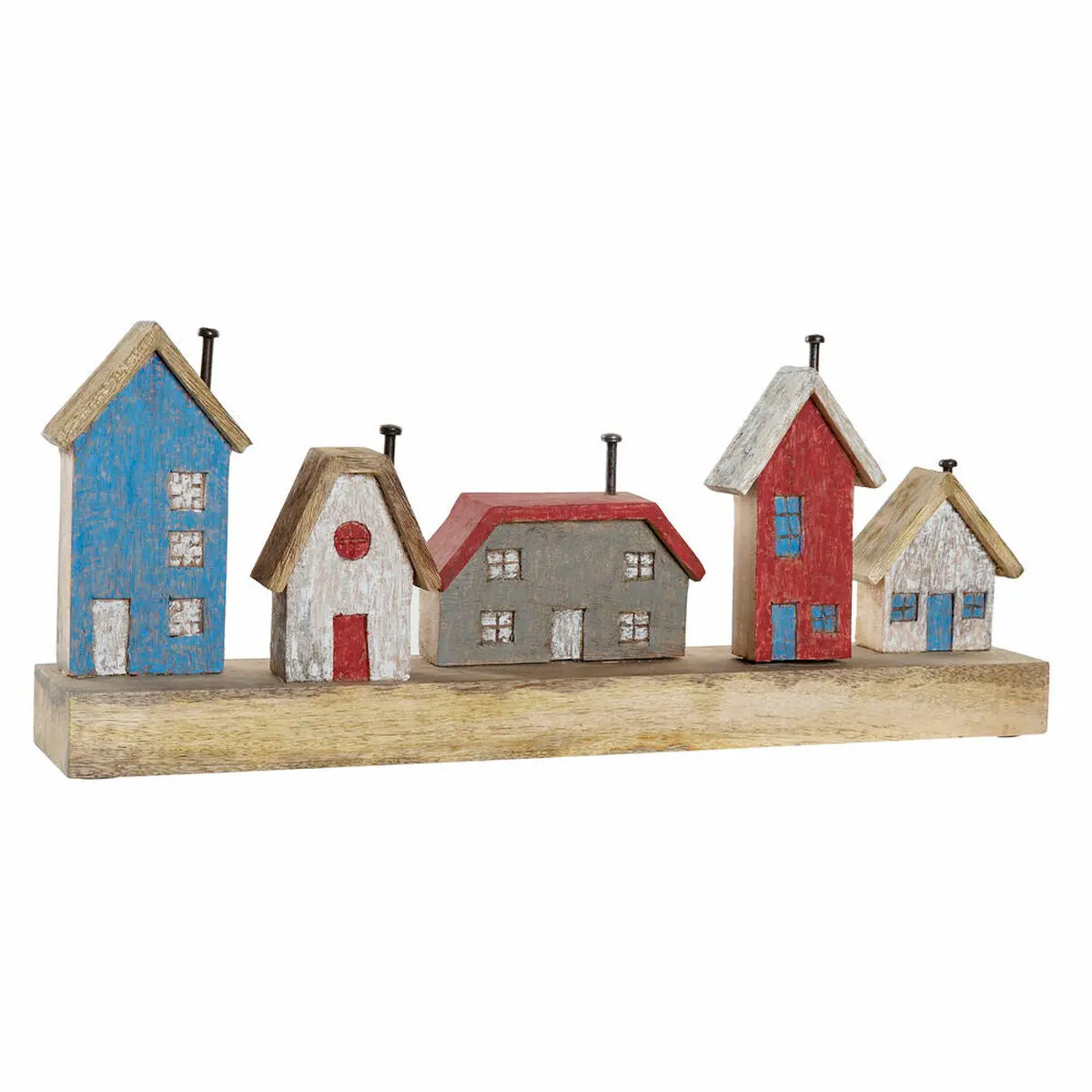 Decorative Figure Dkd Home Decor Multicolour Iron Houses (60 X 10 X 24 Cm) 1